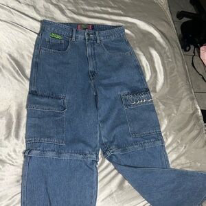Zumiez Blue baggy cargo jeans with a relaxed fit